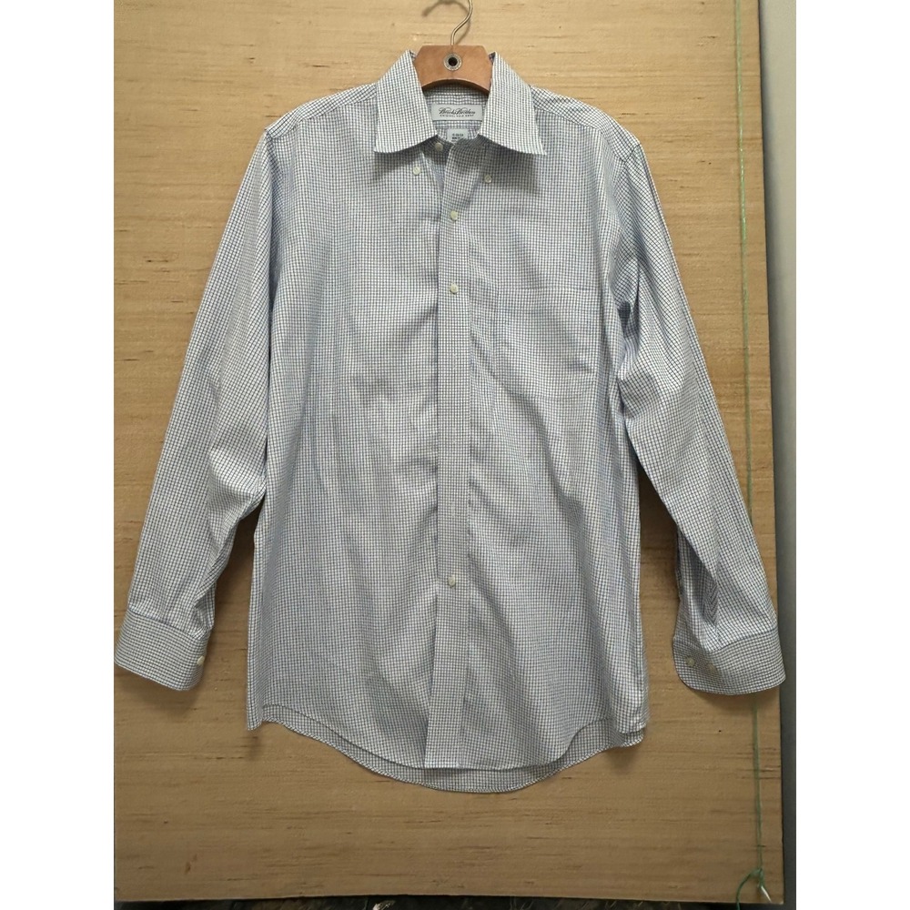 Brooks Brothers Original Polo Shirt Non Iron‎ 15 32 33 Blue Gingham Men Classic